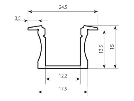 Aluminum Profile 15mm recessed 15 Micron 2M