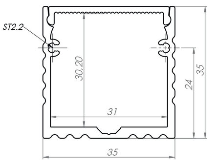 Aluminum Light Source (Fixture) Profile 35 Micron 2M