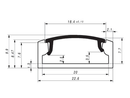 Aluminum Profile Slimline Surface Mounted 8.47mm 15 Micron 2M