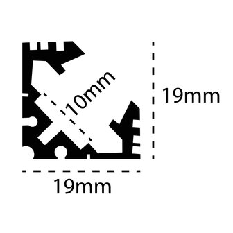 Aluminum Profile Surface Mounted 45&ordm; 8 Micron 2M