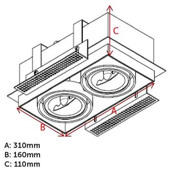 Cardanische spot 2x15W 2x650lm 2000K~2900K Dim to Warm