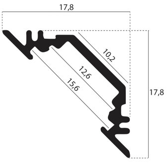  Aluminum Profile 45&ordm; 17.8x17.8mm 8 Micron 2M