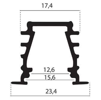 Aluminum Profile recessed 23.4mm x 19 2M