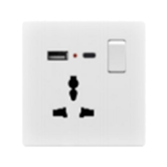 1 gang switched MF socket, 1 USB + 1 type C, neon 13A