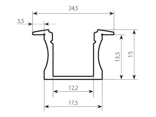 Aluminum Profile 15mm recessed 15 Micron 2M